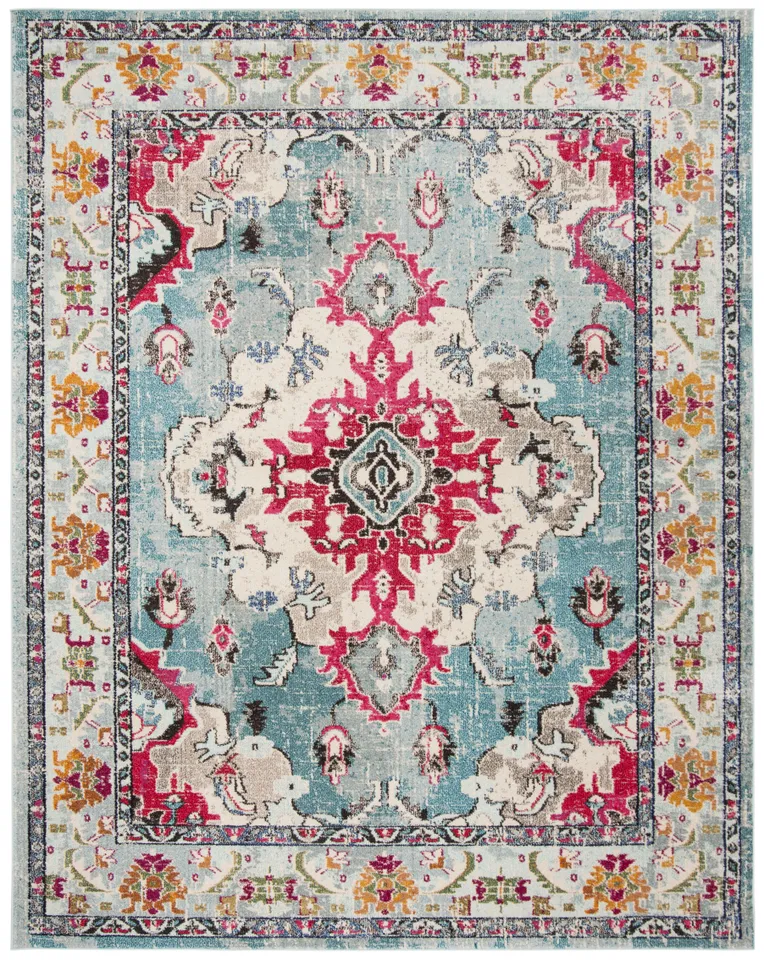Arlo Home Woven Area Rug, MNC243J, Light Blue/Fuchsia,  12' X 18'