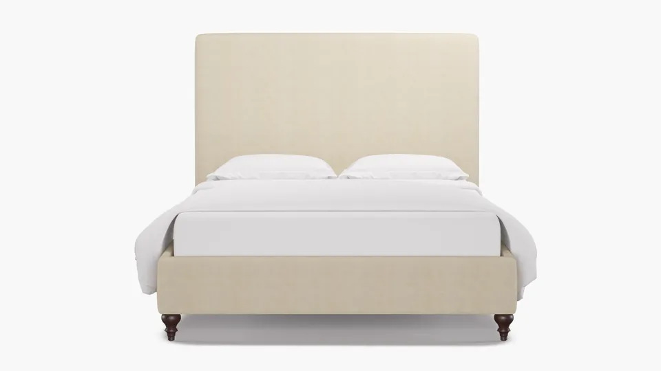 Classic Bed, Talc Everyday Linen, Espresso Traditional Turned Leg, Twin