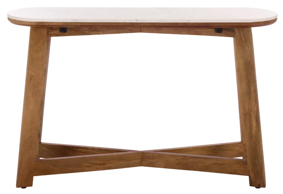Shina Oval Console Table - White / Brown