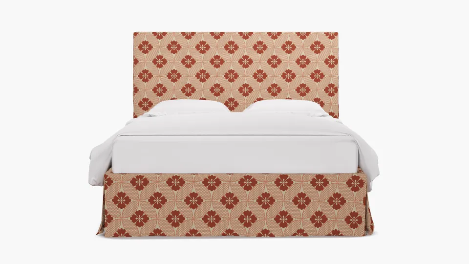 Slipcovered Bed, Coral Solaire, Full