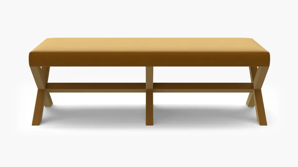Double X Bench, Marigold Performance Velvet
