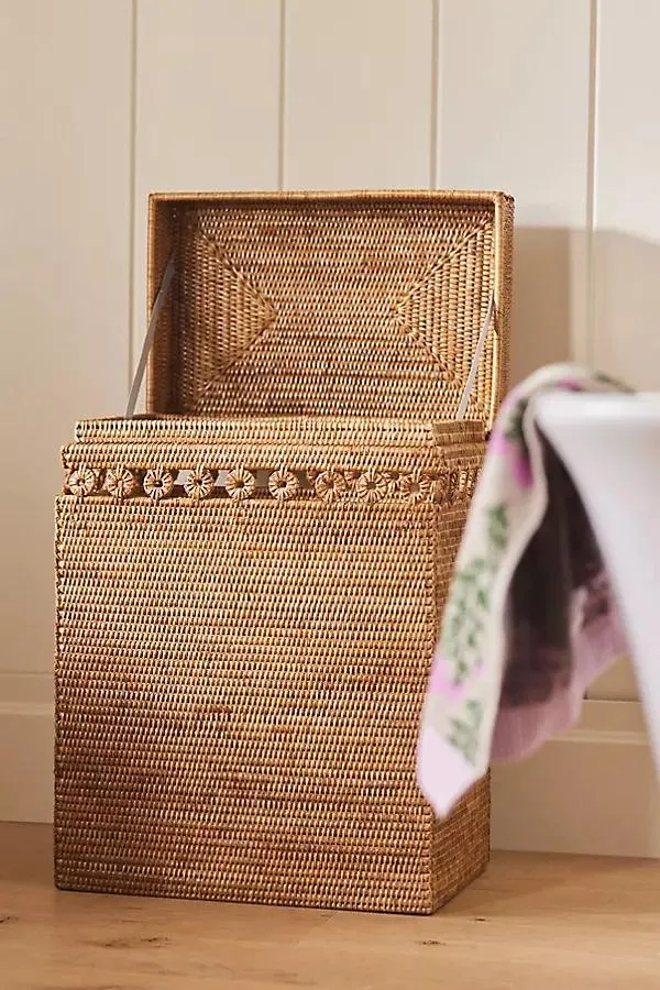 Artifacts Rattan Rectangular Hamper with Hinged Lid
