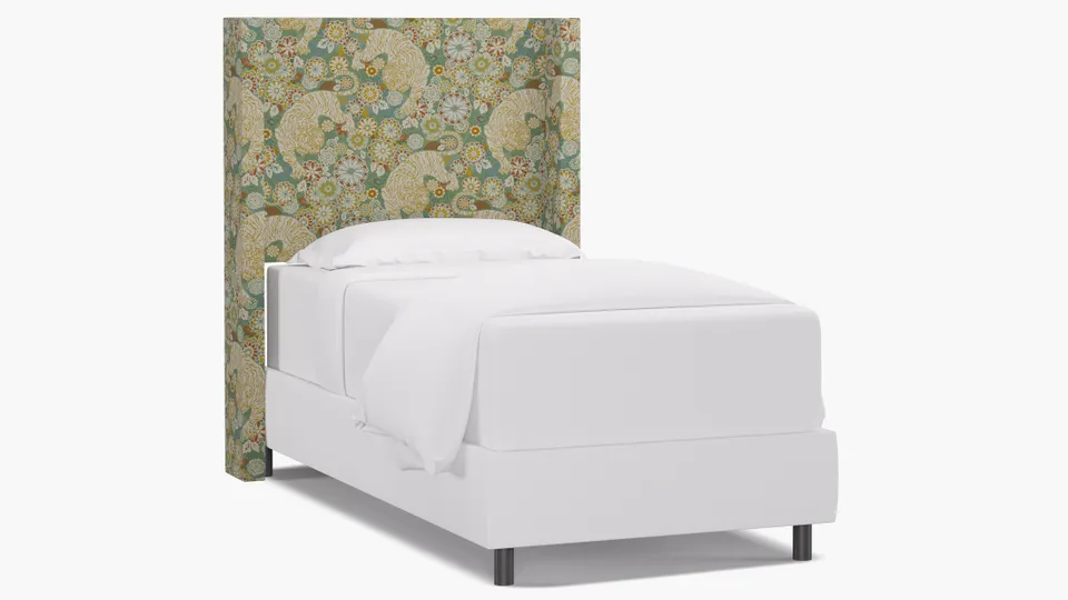 Modern Wingback Headboard, Pistachio Siberian Tiger, Twin
