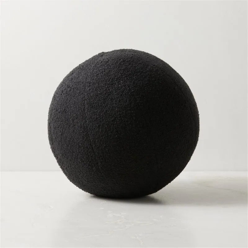 Silves Black Performance Boucle Sphere Outdoor Throw Pillow 12"
