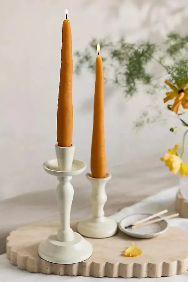 Carrot Beeswax Tapers, Set of 2