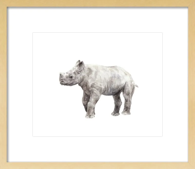 Baby Rhino Watercolor by Lauren Rogoff for Artfully Walls