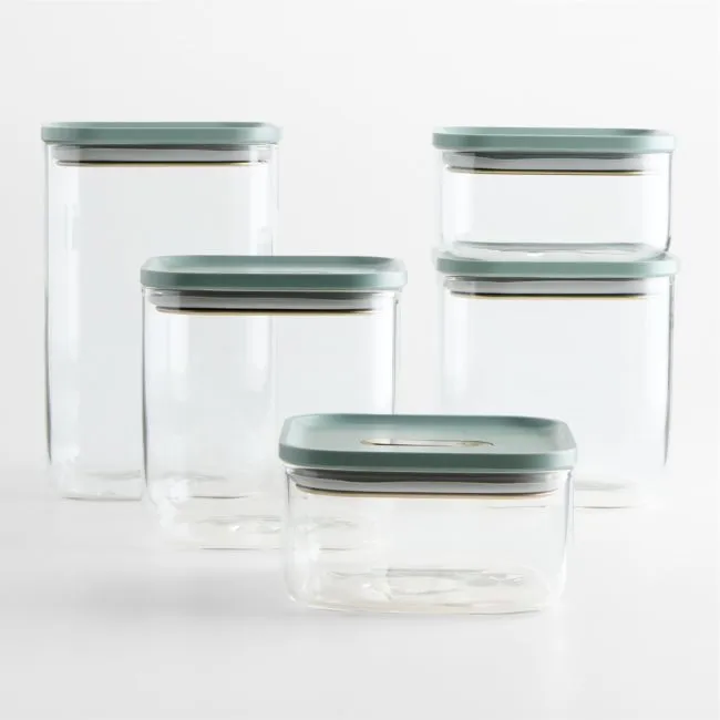 Caraway ® Coastline Airtight 13-Piece Glass Food Storage Container Set with Plastic and Silicone Lids