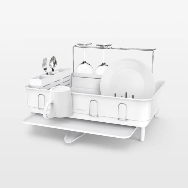 Simplehuman Kitchen Dish Drying Rack, White Steel