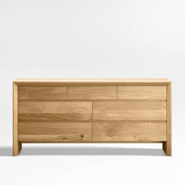 Baja 68" White Oak Wood 7-Drawer Dresser