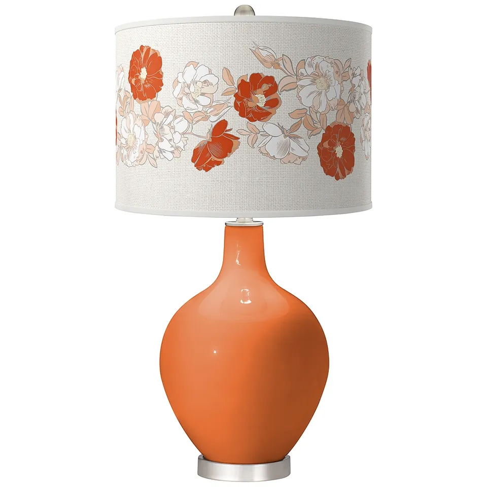 Color Plus Ovo 28 1/2" Rose Bouquet Shade Celosia Orange Table Lamp