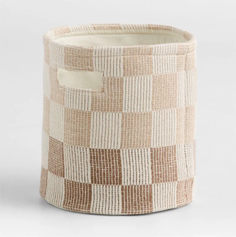Hopscotch Tan Checkerboard Shelf Storage Bin