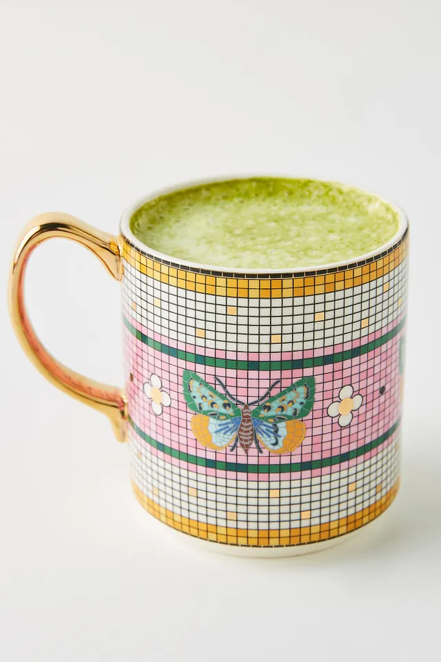 Bistro Tile Stoneware 24k Gold Garden Accent Mug