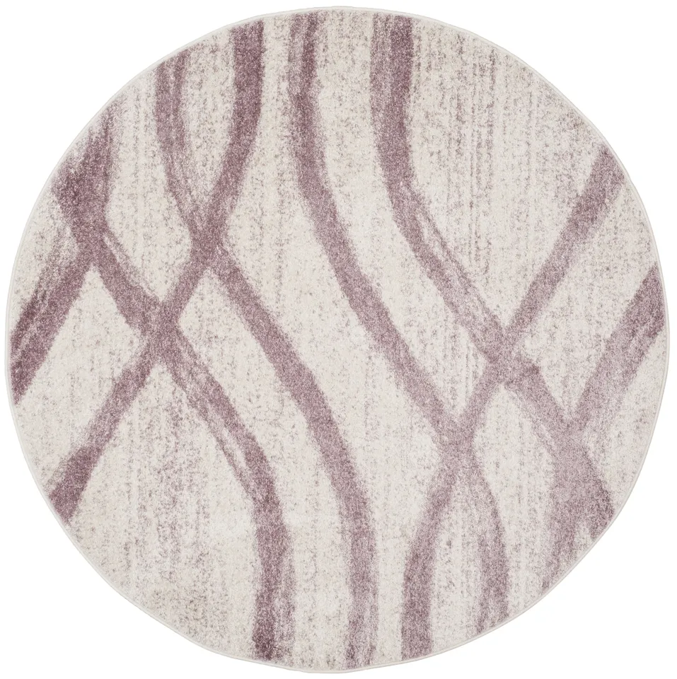 Arlo Home Woven Area Rug, ADR125L, Cream/Purple,  6' X 6' Round