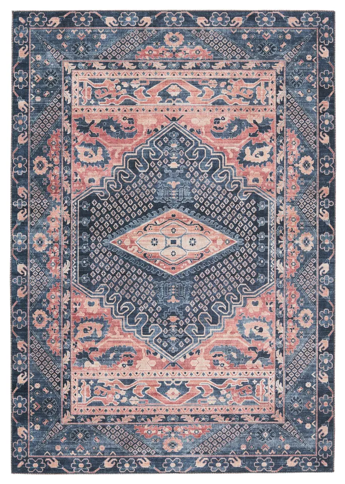 Nikki Chu by Issa Medallion Dark Blue/ Pink Area Rug (6'X9')