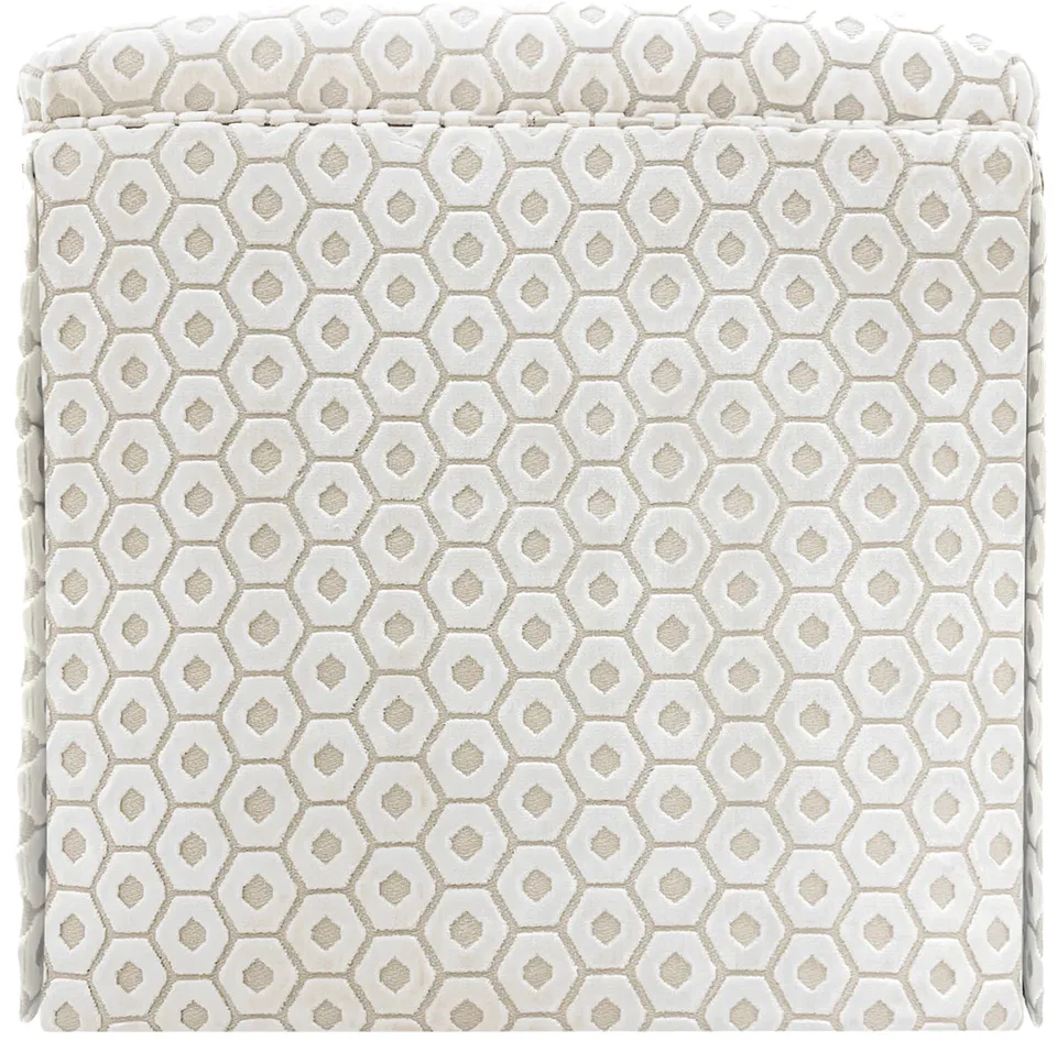 THE SKIRTED OTTOMAN :: PALOMA CUT VELVET  // ALABASTER - Skirted Ottoman