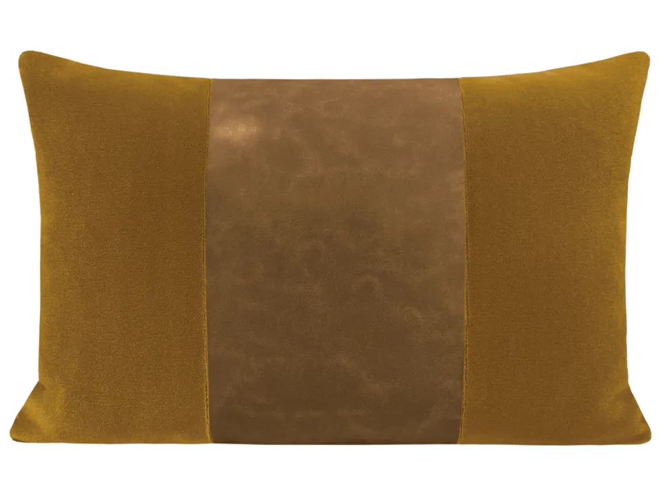 THE LITTLE LUMBAR :: MOHAIR VELVET // BOURBON  + FAUX LEATHER // SABLE - LITTLE LUMBAR 12" X 18"