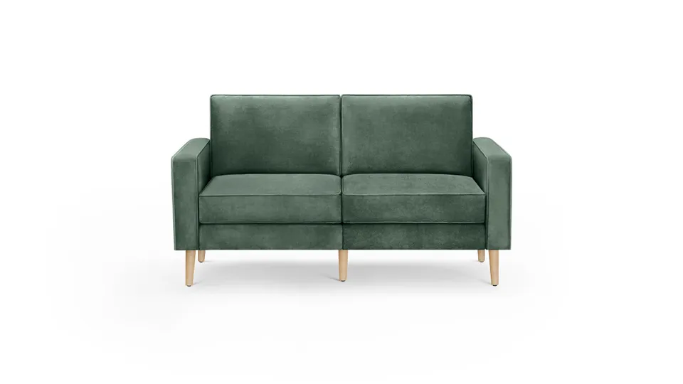 Nomad Velvet Loveseat - Jade - Performance Velvet / Oak - Wood
