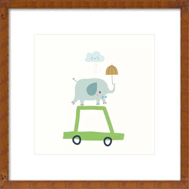 Retro Elephant and Car by Sarah Betz - Little Cube for Artfully Walls