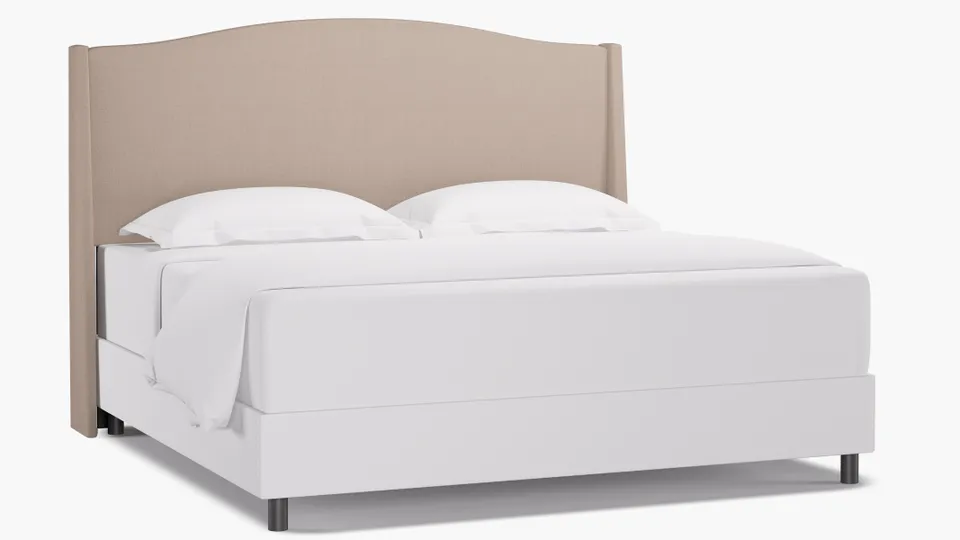 Classic Wingback Headboard, Husk Everyday Linen, King