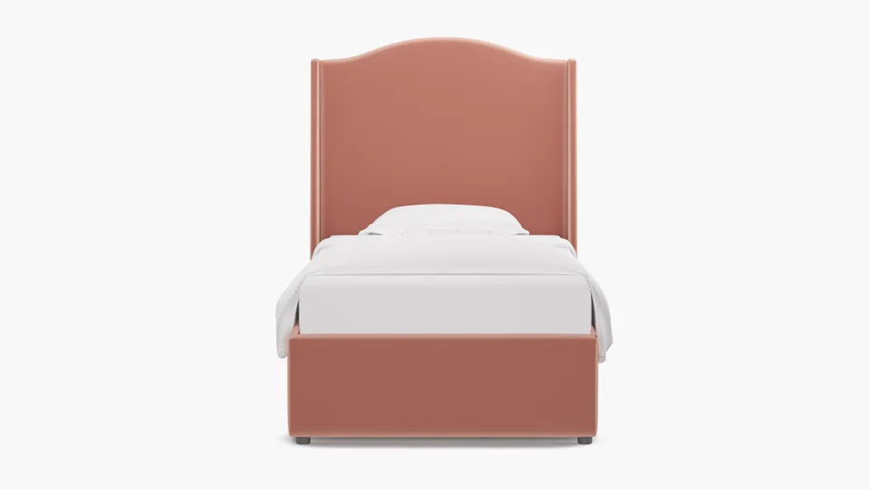 Curved Wingback Bed, Bloom Performance Plush Velvet, Twin
