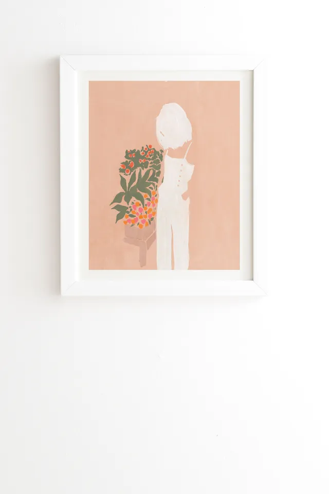 Flower Shoppe Girl by Megan Galante - Framed Wall Art Basic White 20" x 20"