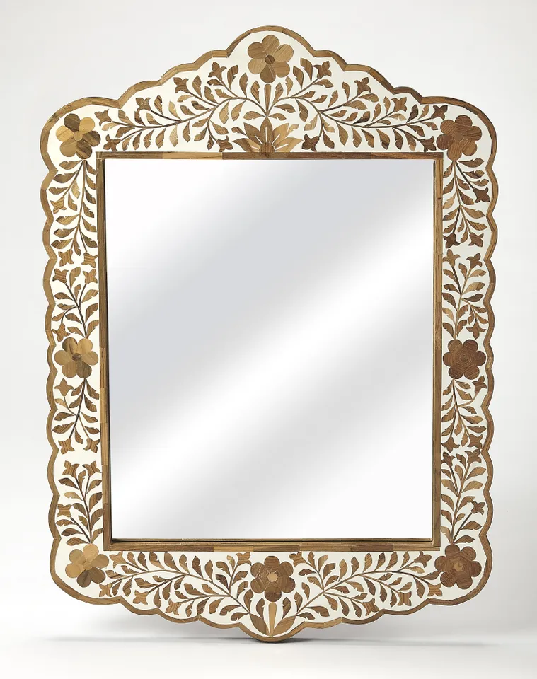 Vivienne Wood & Bone Inlay Wall Mirror