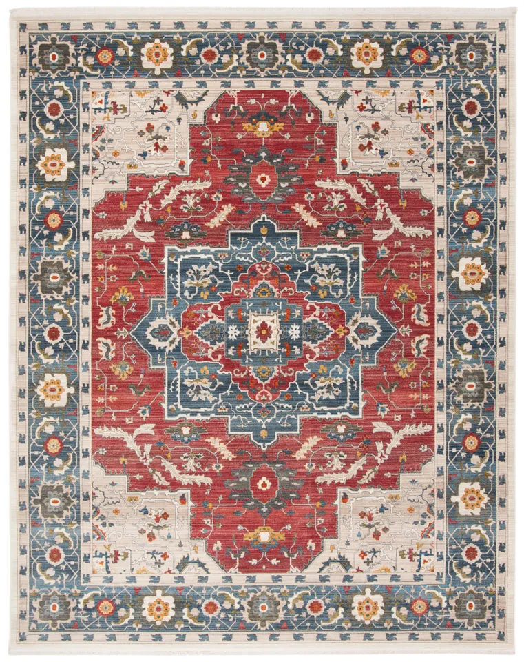 Arlo Home Woven Area Rug, VTP478Q, Red/Blue,  4' X 6'