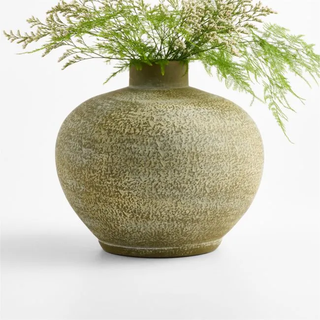 Ophelia Matte Olive Round Vase 10"