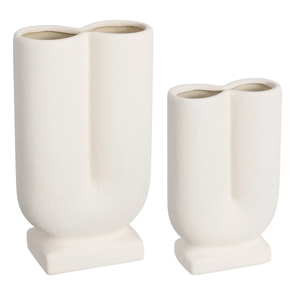 Sora Sculpture Vase, Set Of 2 - Creme
