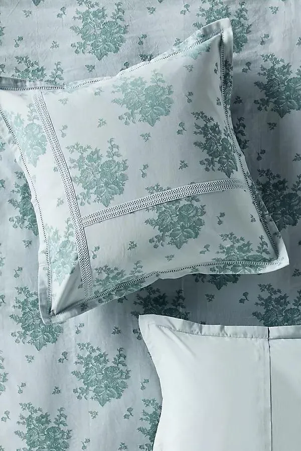 Nadia Cotton Solid Floral Embellished Euro Sham