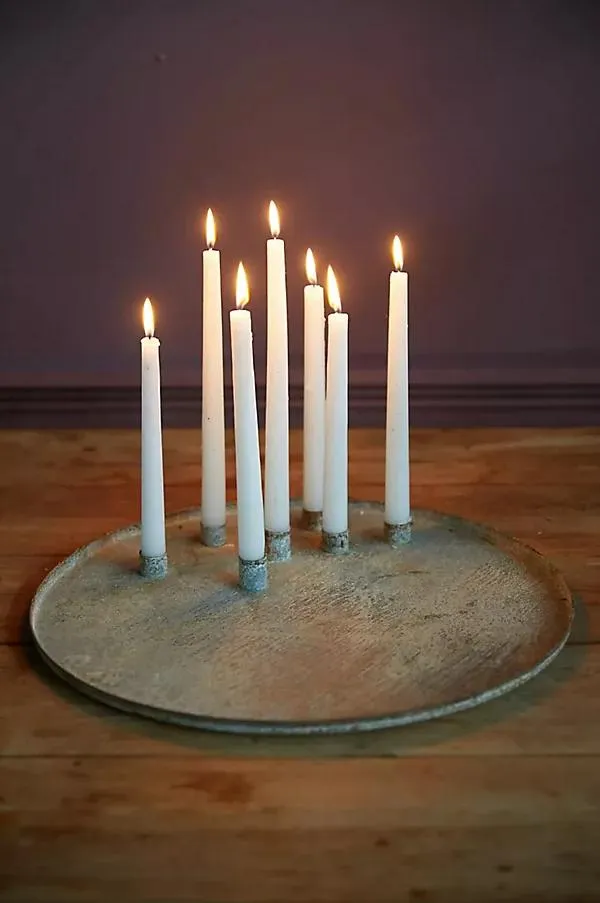Aged Iron Cluster Taper Holder Dish
