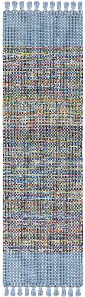Arlo Home Hand Woven Area Rug, MTK972B, Blue/Multi,  2' 3" X 8'