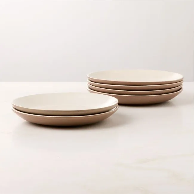 Barchan Brown and Warm White Stoneware Salad Plates Set of 6 by Kravitz Design