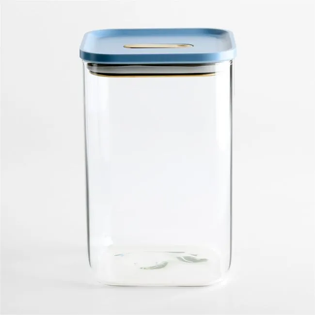 Caraway ® Blue Lagoon Airtight 4.3-Quart Large Glass Food Storage Container with Plastic and Silicone Lid
