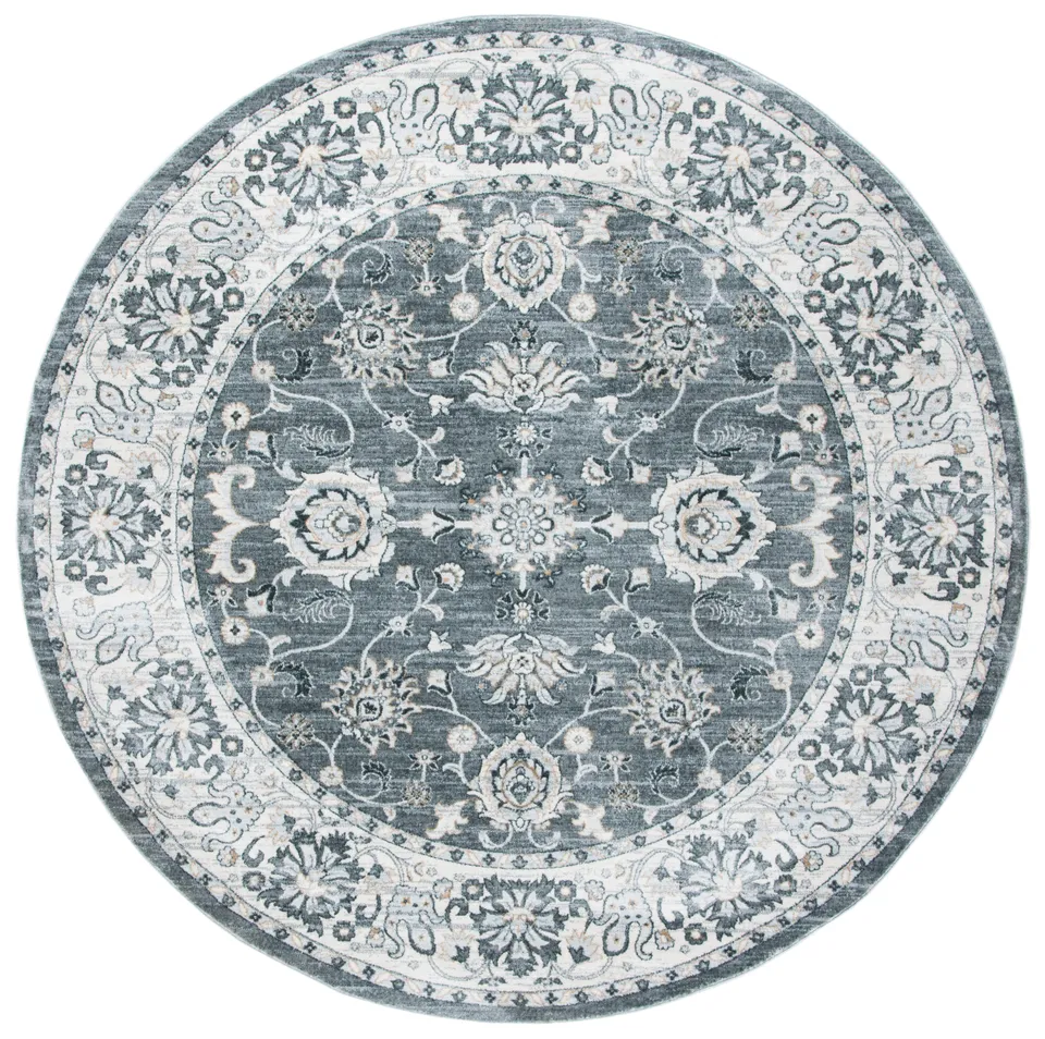 Arlo Home Power Loomed Area Rug, ISA940F, Grey/Cream, 6'7" X 6'7" Round