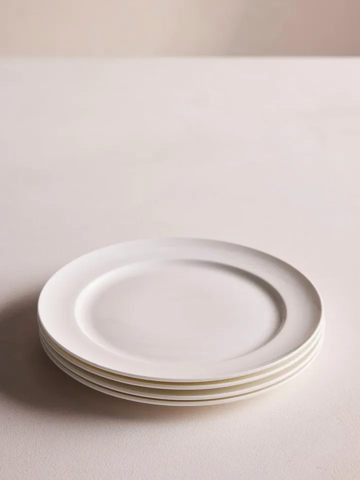 House Starter Plate, Bone China, White, Set of Four
