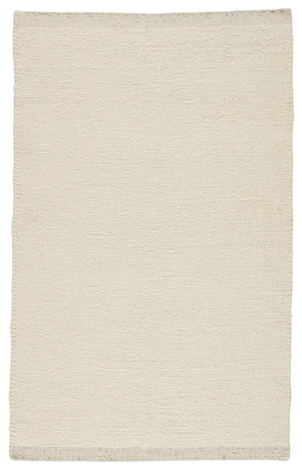 Alondra Handmade Solid Cream/ Light Gray Runner Rug (3'X12')
