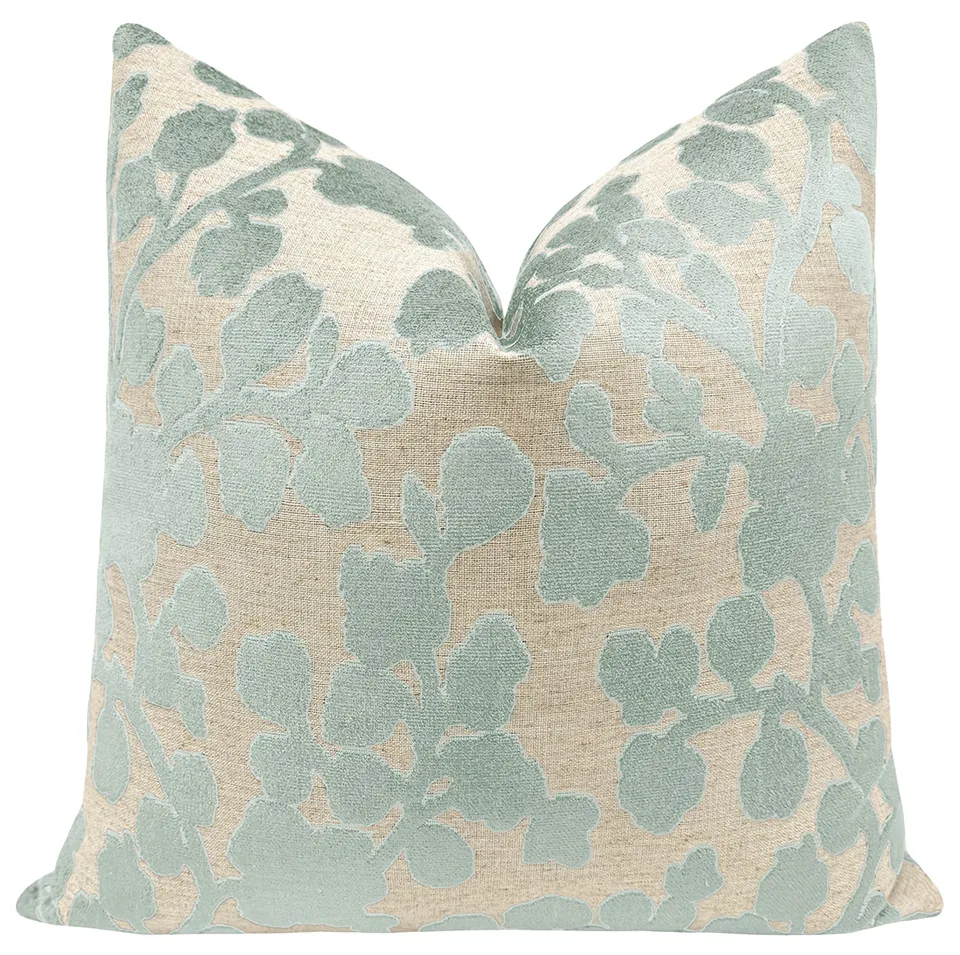BLOSSOM CUT VELVET // SPA BLUE - 20” X 30” QUEEN SHAM