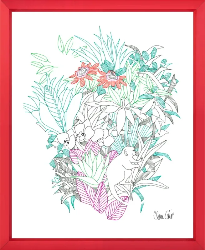 Passionflowers, orchids and the squirrel monkey  by Claire Colin for Artfully Walls