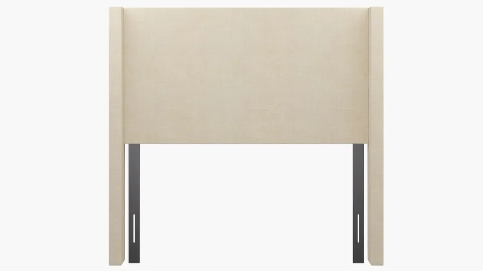 Modern Wingback Headboard, Talc Everyday Linen, Full