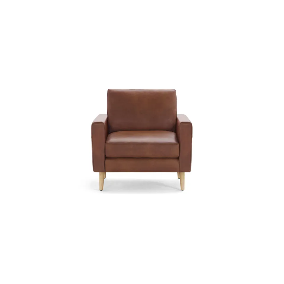 Nomad Leather Club Chair - Chestnut - Top Grain Leather / Oak - Wood / Block