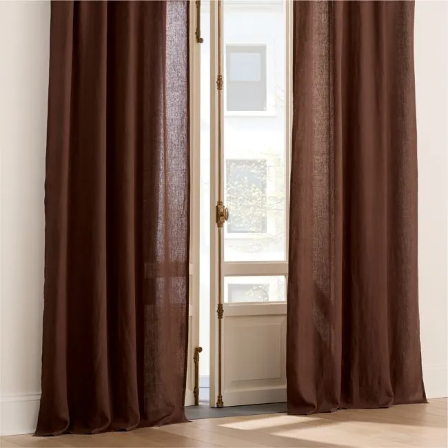Mink Brown European Linen Window Curtain Panel 48"x120"