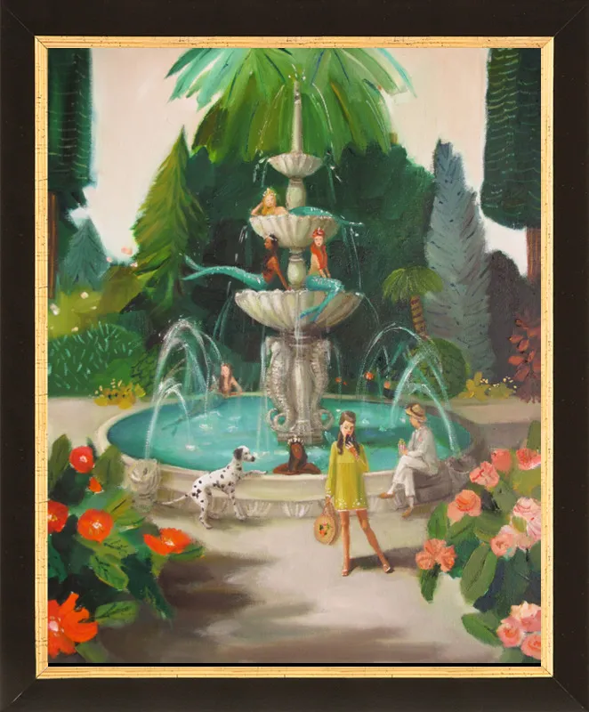 Selfie At The Mermaid Public Fountain by Janet Hill for Artfully Walls
