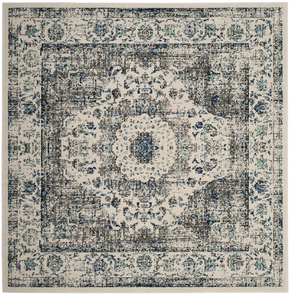 Arlo Home Woven Area Rug, EVK220D, Grey/Ivory,  9' X 9' Square