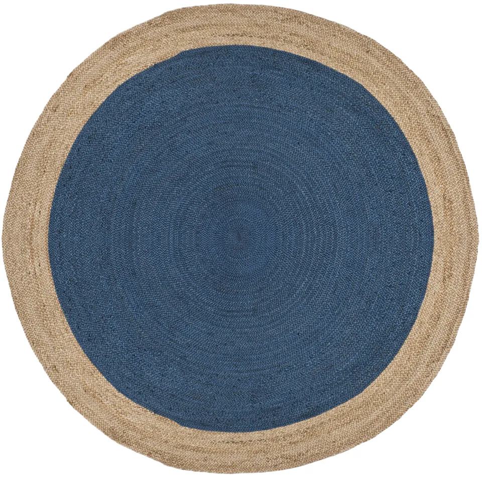 Arlo Home Hand Woven Area Rug, NF801D, Royal Blue/Natural,  8' X 8' Round
