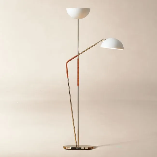 Pavo Champagne Brass Double Floor Lamp