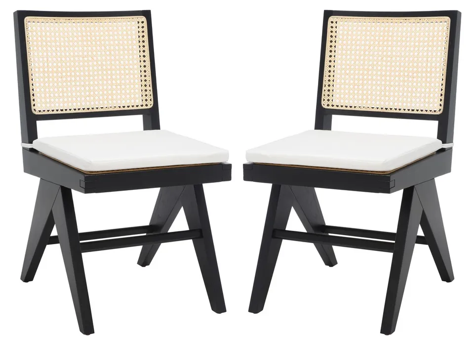 Colette Rattan Dining Chair - Black/Natural