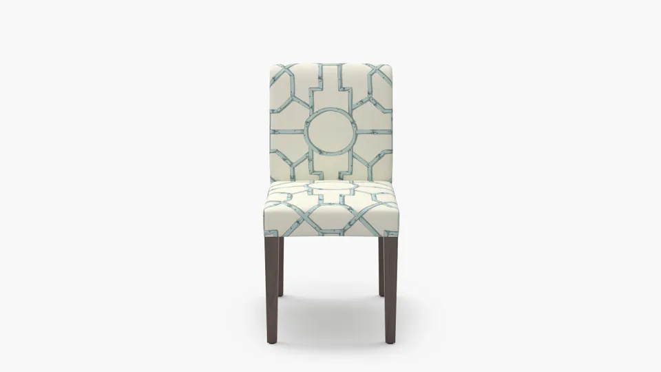 Signature Dining Chair, Blue Baldwin Bamboo, Espresso Square Tapered Leg