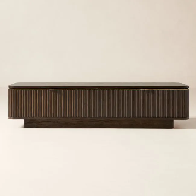 Davison 60" Rectangular Fluted Dark Oak Coffee Table