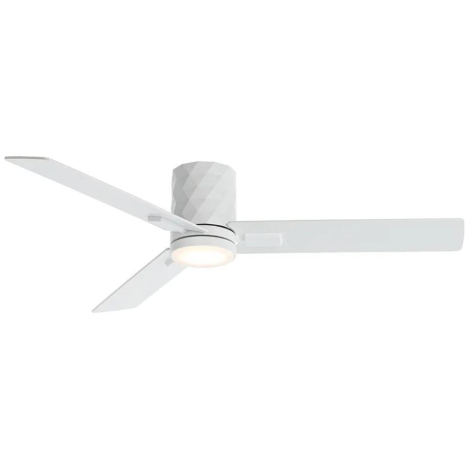 54" Casa Vieja Lex Matte White LED Hugger Ceiling Fan with Remote